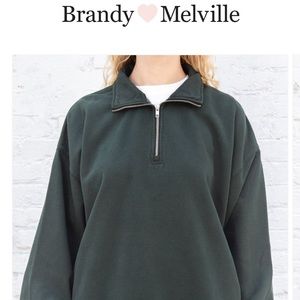 Brandy Melville Sweatshirt Half zipper Green